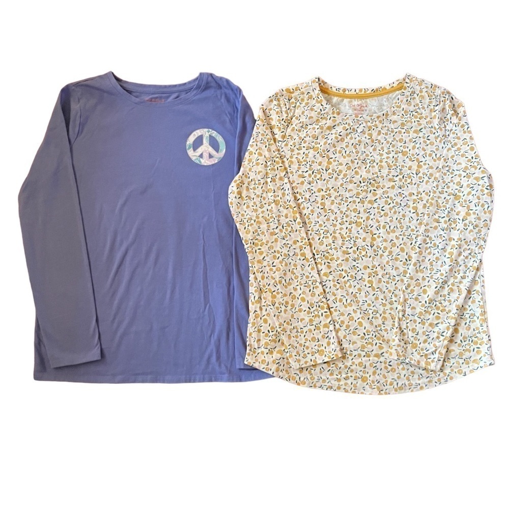Cat & Jack bundle of 2 long-sleeve t-shirts with floral print and peace sign